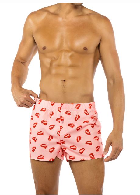 Satin Lips Print Boxer Shorts