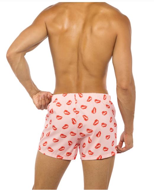 Satin Lips Print Boxer Shorts