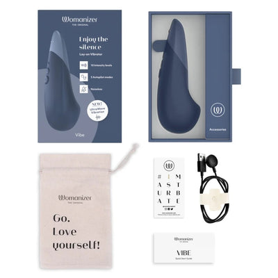 Womanizer Vibe Clitoral Lay-On Vibrator-Dark Blue