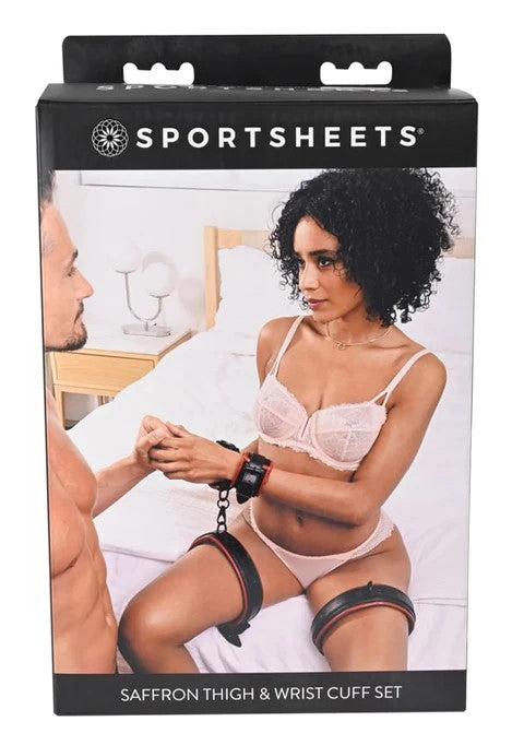 Sportsheets Saffron Red Thigh & Wrist Cuff Set