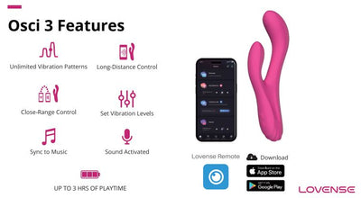 Lovense Osci 3 Remote-controlled Heating Thumper Rabbit Vibrator - Pink