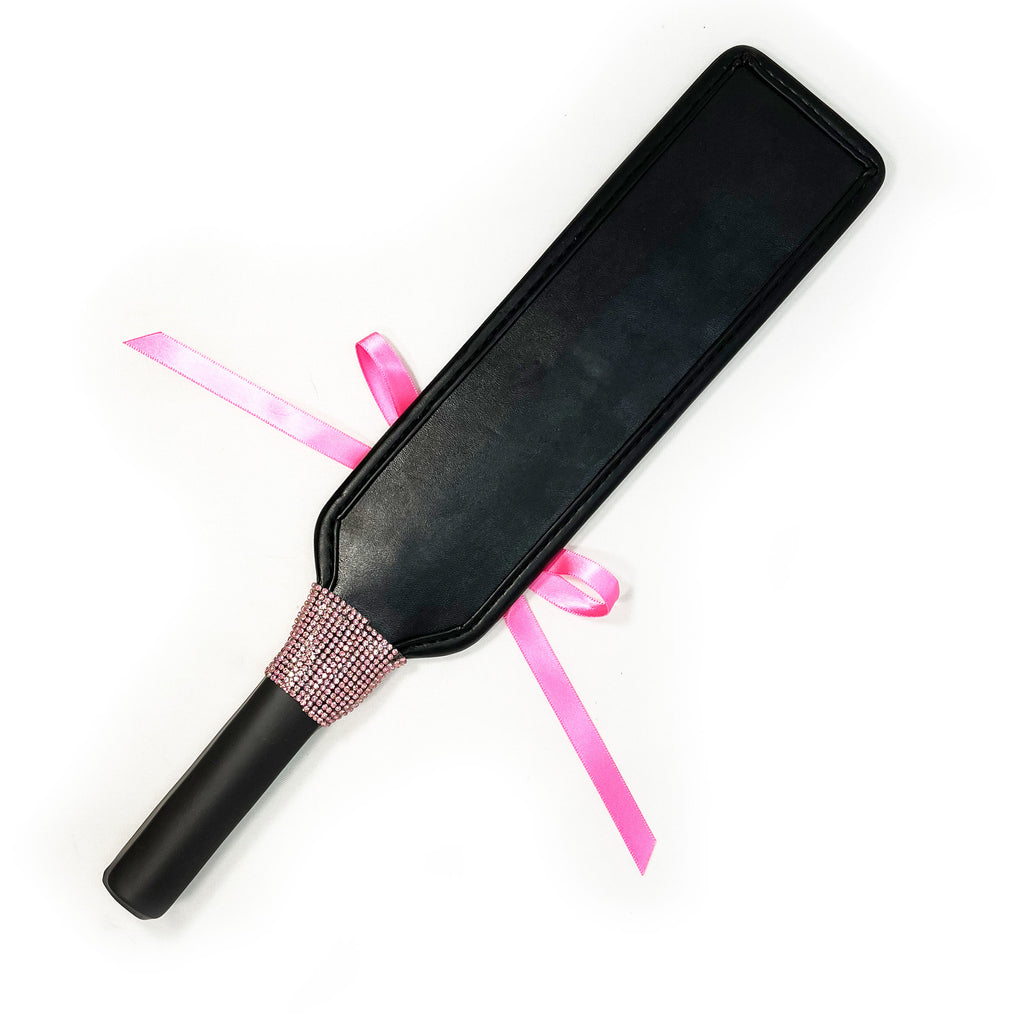 Fetish Pleasure Play Knotted Paddle With Pink Ribbon