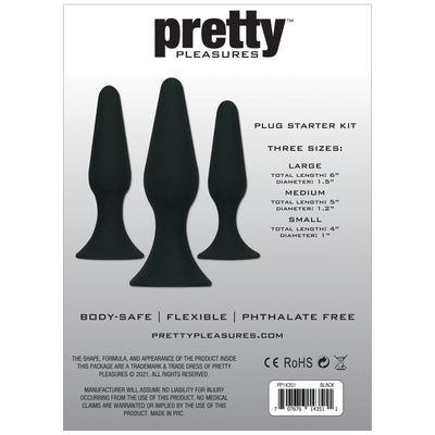 PRETTY PLEASURES BLACK SILICONE ANAL PLUG SET