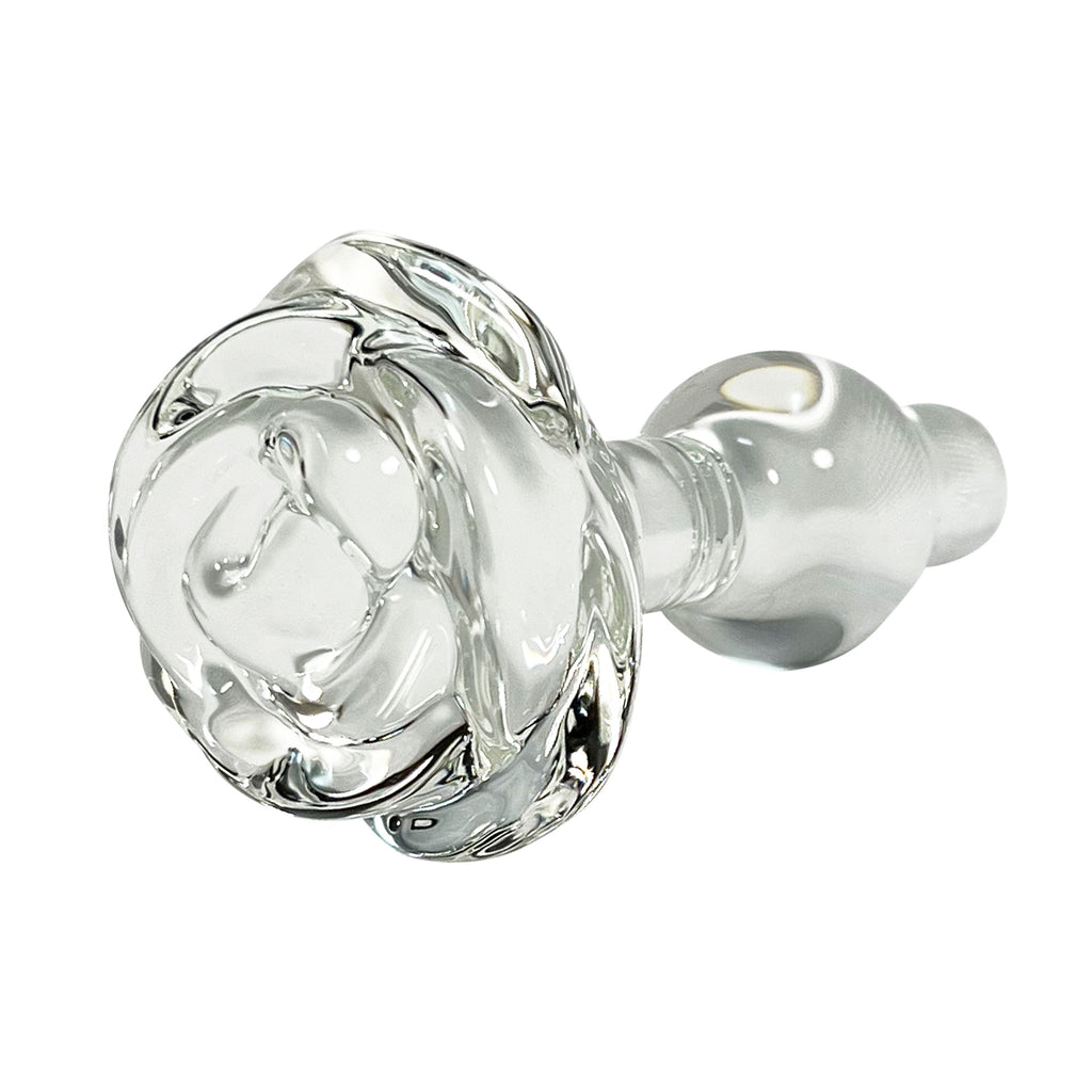 Glass Butt Plug with Flower Base - Clear