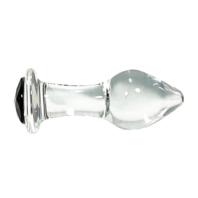 Fetish Pleasure Play Small Glass Black Jeweled Butt Plug