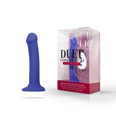 THE DUET ALLEGRETTO REMOTE CONTROLLED VIBRATING HARNESS READY DILDO