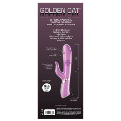 Golden Cat Vibrating Rabbit Personal Massager - Plum