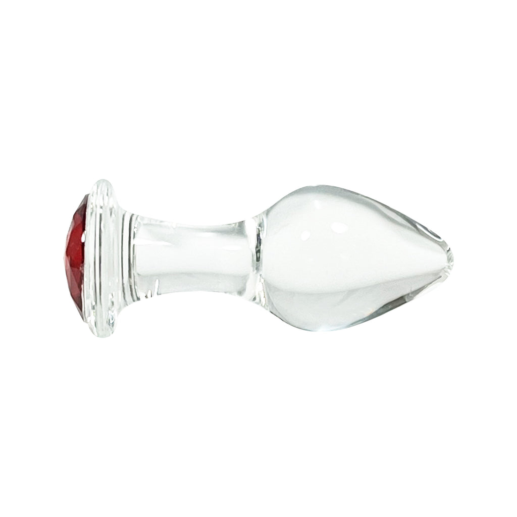 Fetish Pleasure Play Medium Glass Red Jeweled Butt Plug