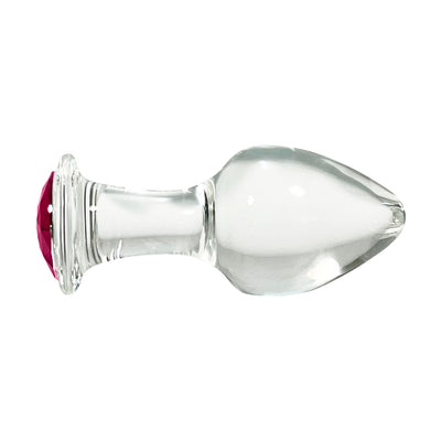 Fetish Pleasure Play Large Glass Pink Jeweled Butt Plug