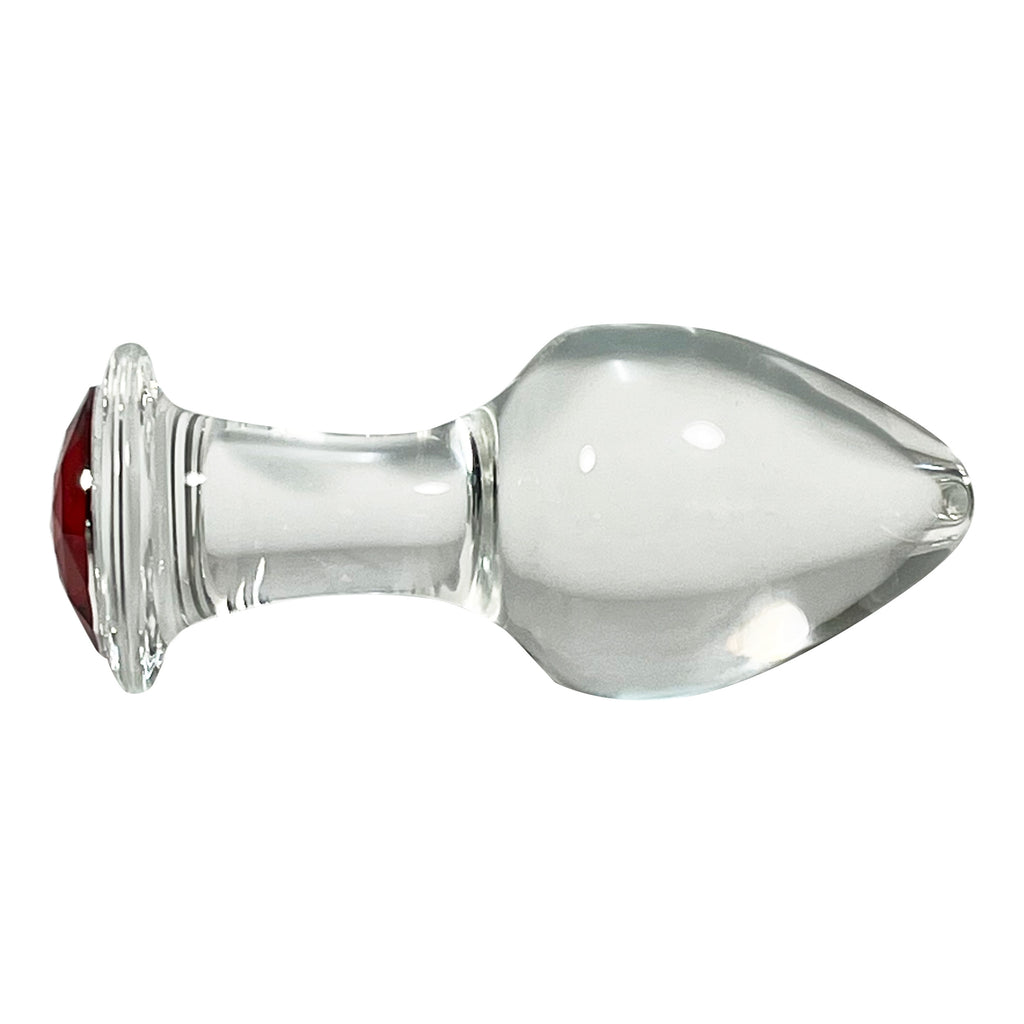 Fetish Pleasure Play Large Glass Red Jeweled Butt Plug