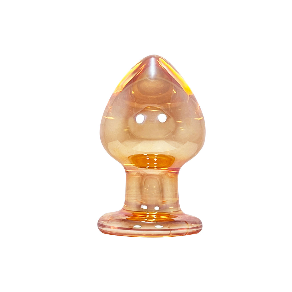 Fetish Pleasure Play Glass X-Large Amber Butt Plug