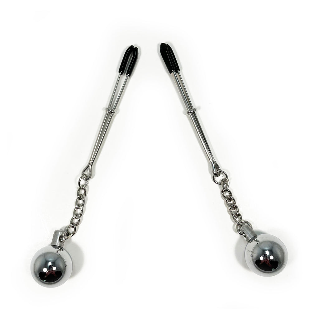 Fetish Pleasure Play Tweezer Nipple Clamp w/Bell - Silver