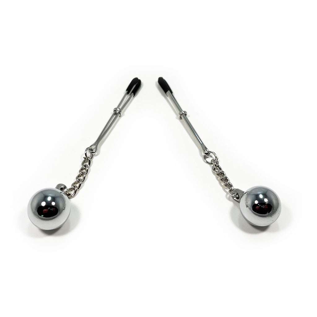 Fetish Pleasure Play Tweezer Nipple Clamp w/Bell - Silver