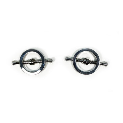 Fetish Pleasure Play Nipple Spring Clamp Circle Shaped - Silver