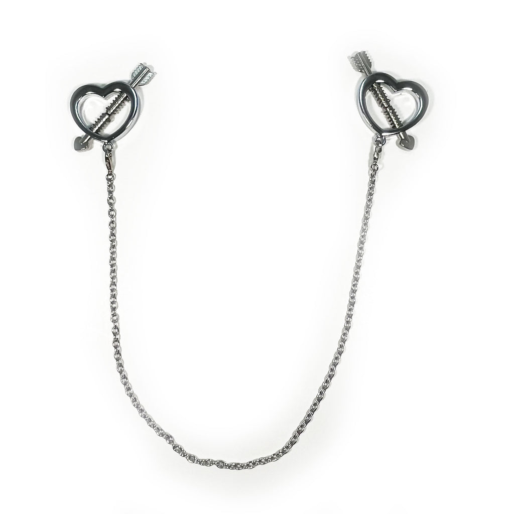 Fetish Pleasure Play Nipple Twist Clamp Cupid Heart Combo