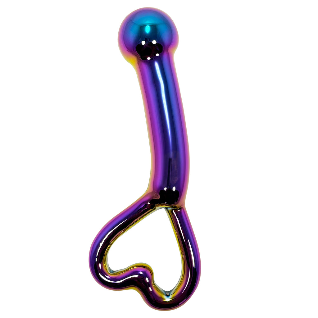 Fetish Pleasure Play Iridescent Glass Wand With Heart Handle