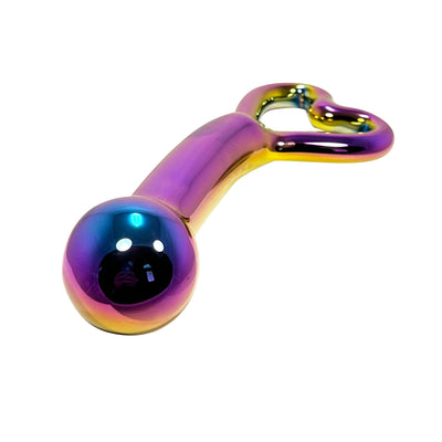 Fetish Pleasure Play Iridescent Glass Wand With Heart Handle