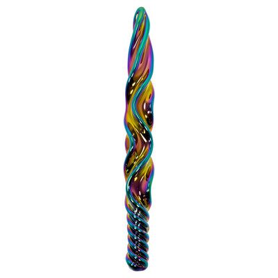 Fetish Pleasure Play Iridescent Glass Ribbed Wand