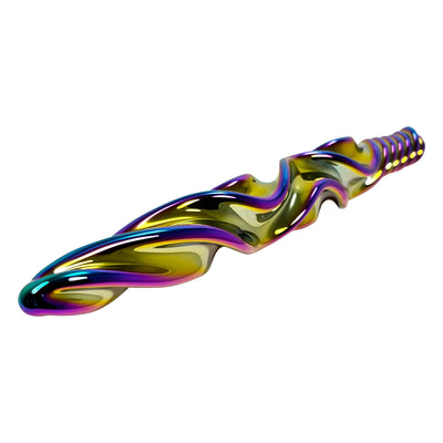 Fetish Pleasure Play Iridescent Glass Ribbed Wand