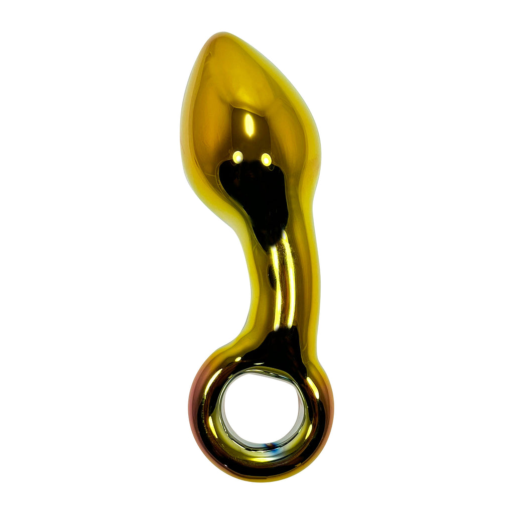 Fetish Pleasure Play Glass Iridescent Butt Plug With O-Ring