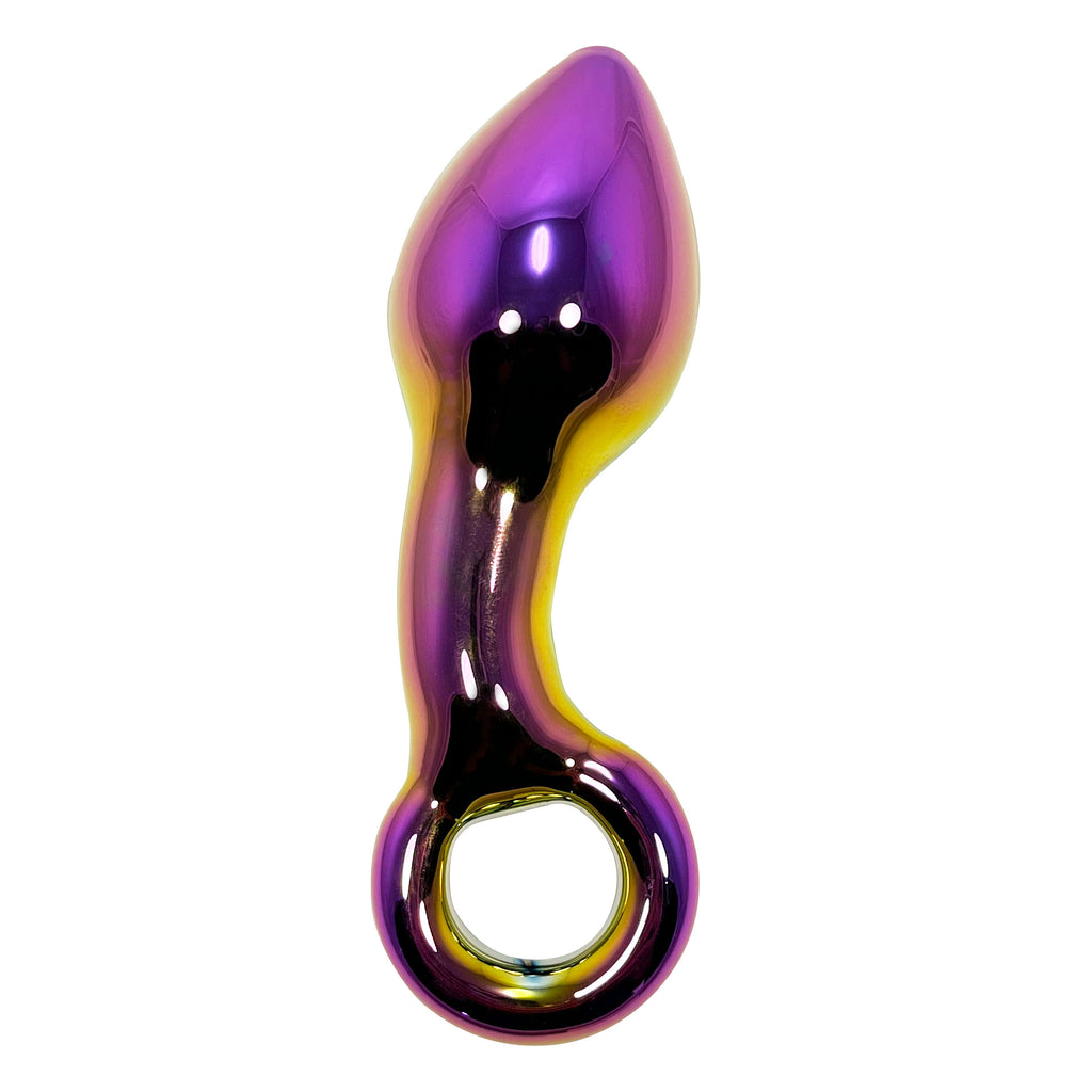 Fetish Pleasure Play Glass Iridescent Butt Plug With O-Ring