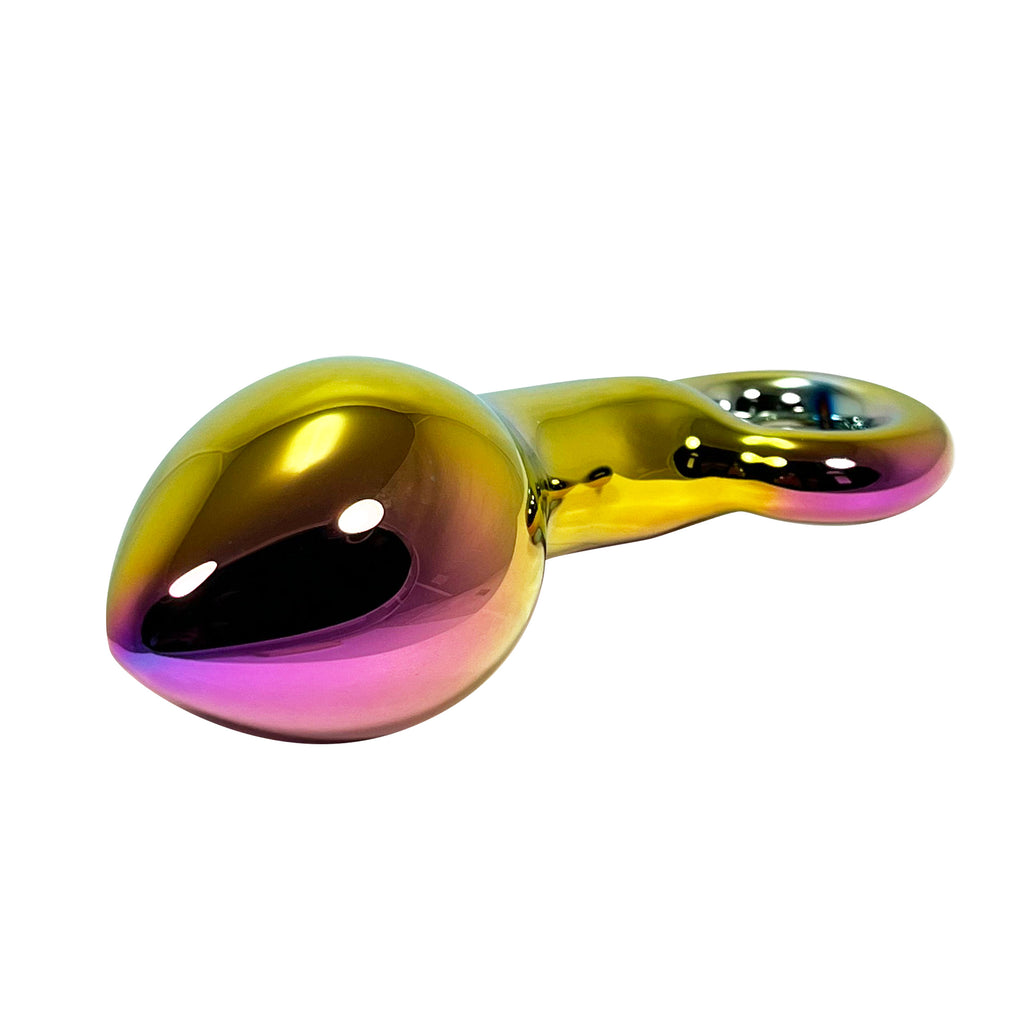 Fetish Pleasure Play Glass Iridescent Butt Plug With O-Ring