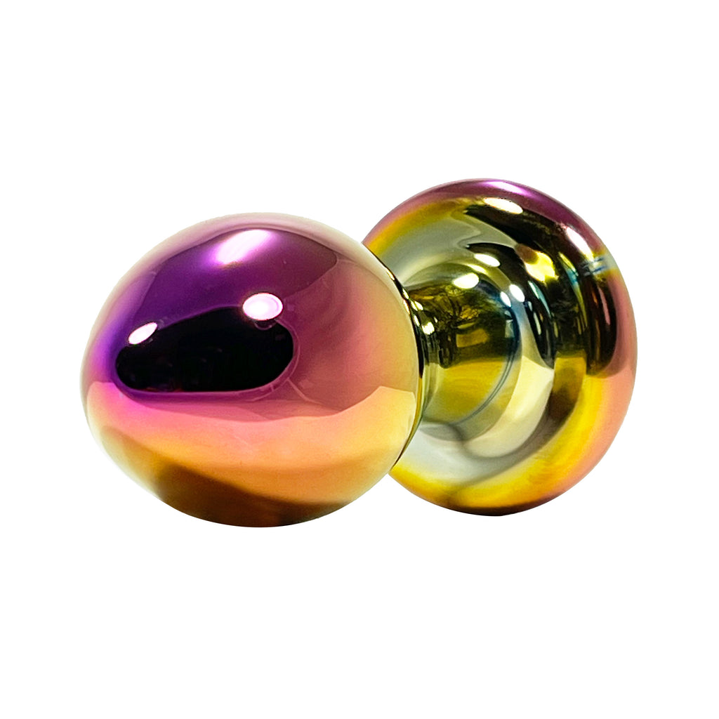 Fetish Pleasure Play Medium Glass Iridescent Butt Plug