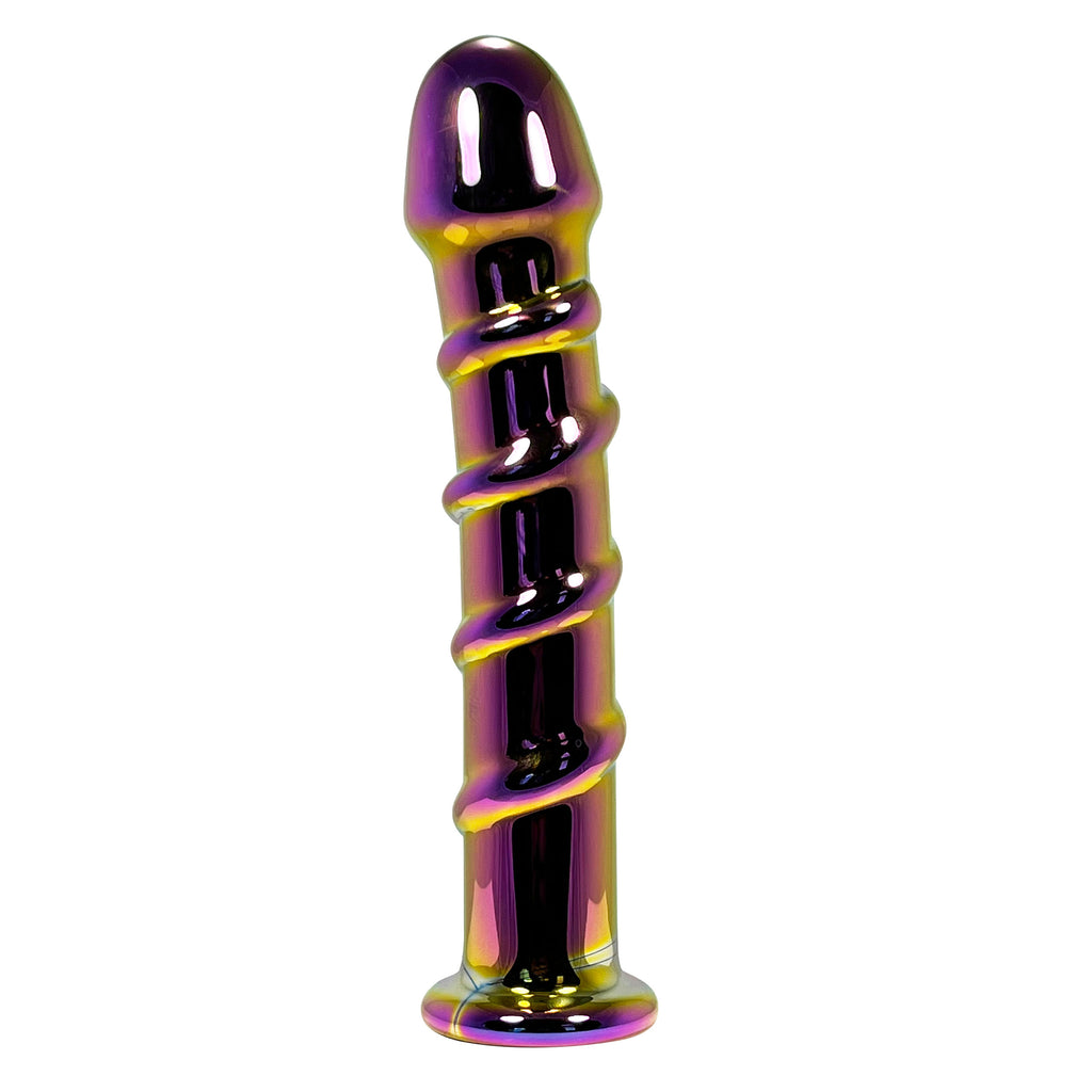 Fetish Pleasure Play Iridescent Glass Ribbed Dildo