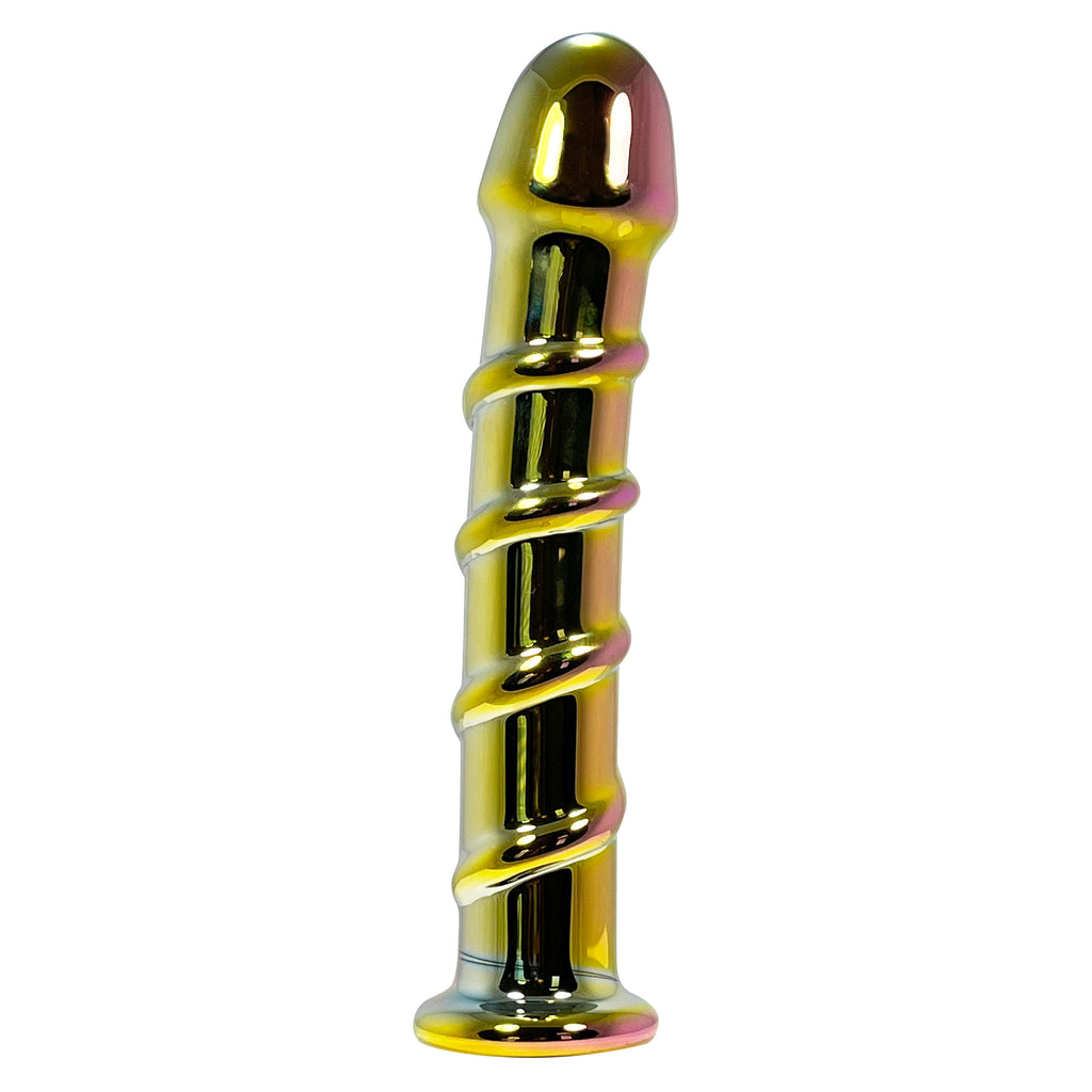 Fetish Pleasure Play Iridescent Glass Ribbed Dildo