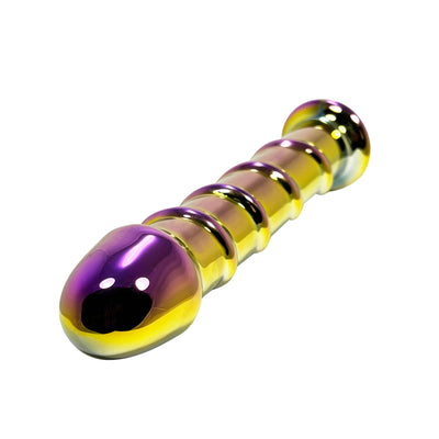 Fetish Pleasure Play Iridescent Glass Ribbed Dildo