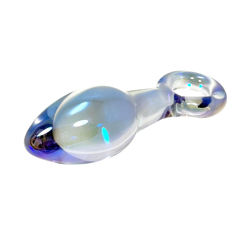 Fetish Pleasure Play Glass Clear Iridescent Small Butt Plug With O-Ring