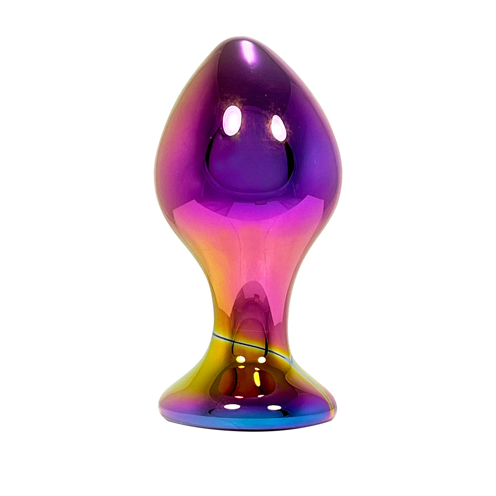 Fetish Pleasure Play X-Small Glass Iridescent Butt Plug