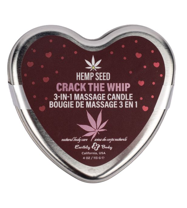 Earthly Body Hemp Seed Crack The Whip Candle 3-In-1 Massage Candle - 4 oz