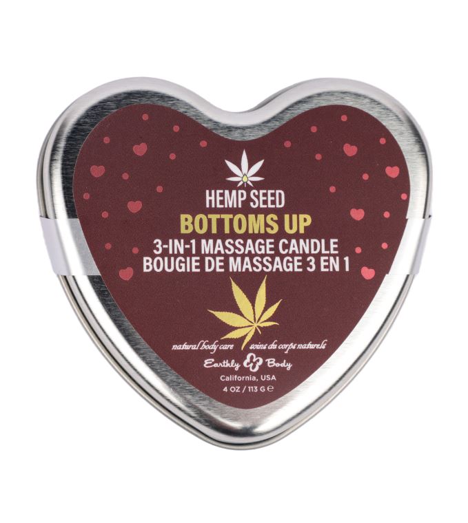 Earthly Body Hemp Seed Bottoms Up 3-In-1 Massage Candle - 4 oz