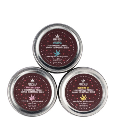 Earthly Body Hemp Seed 3-In-1 Mini Massage Candle Trio - 1.75 Oz Each