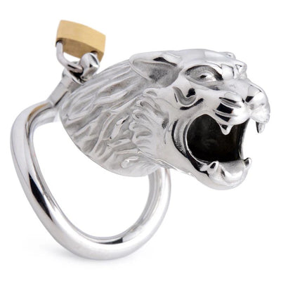 Stainless-Steel Tiger King Locking Chastity Cage