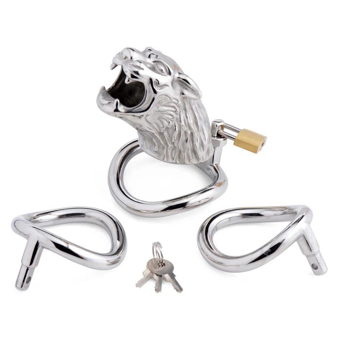 Stainless-Steel Tiger King Locking Chastity Cage