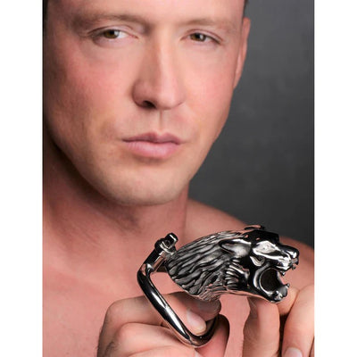 Stainless-Steel Tiger King Locking Chastity Cage