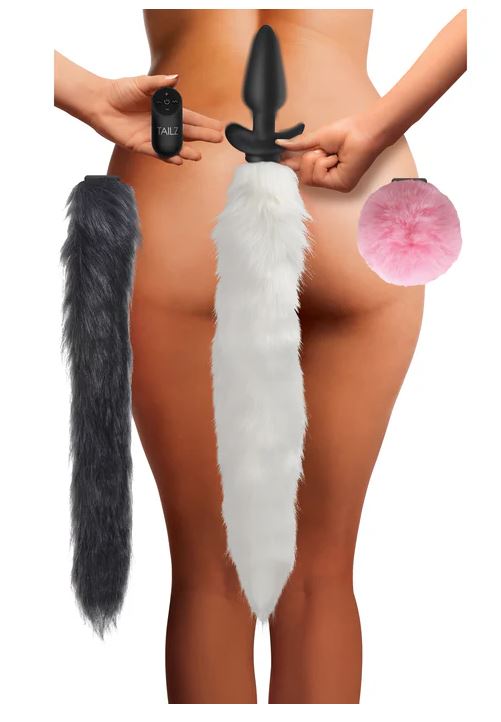 Tailz Vibrating Anal Plug & 3 Tails With Remote Control