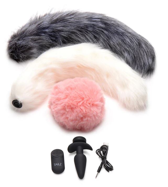 Tailz Vibrating Anal Plug & 3 Tails With Remote Control