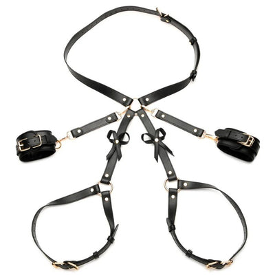 Black Vegan Bondage Harness With Bows M-L