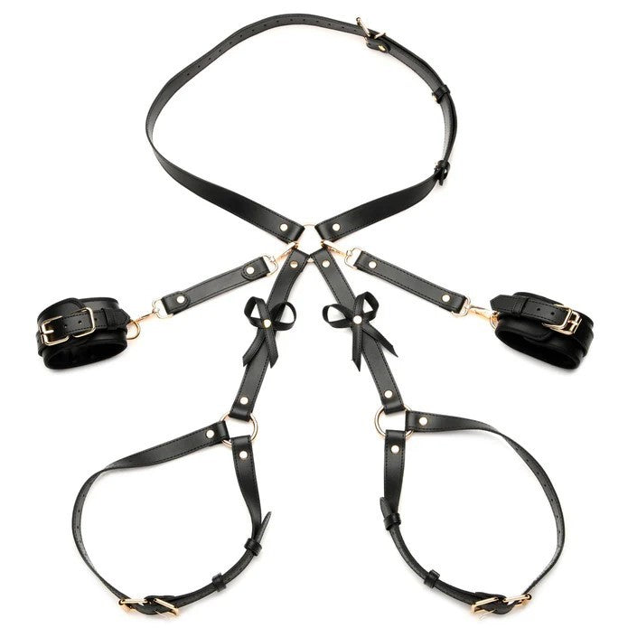 Black Vegan Bondage Harness With Bows XL-2XL