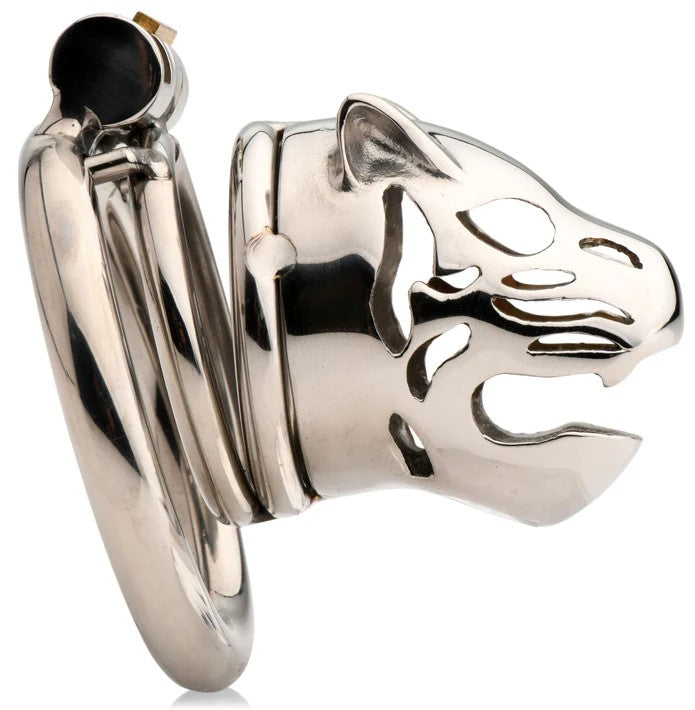 Stainless-Steel Caged Cougar Locking Chastity Cage