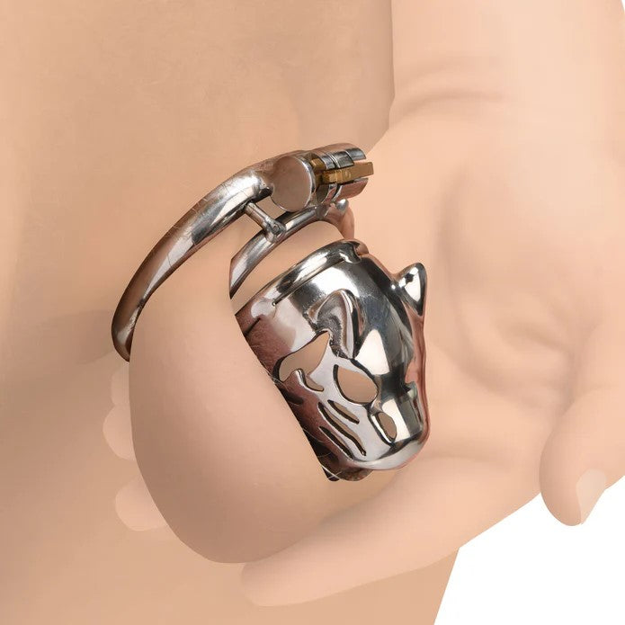 Stainless-Steel Caged Cougar Locking Chastity Cage