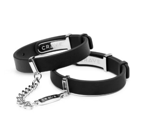 Crave Silicone Black & Silver Cuff Bracelets