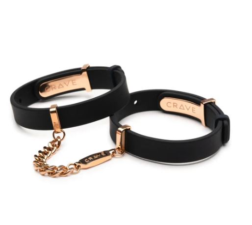 Crave Silicone Black & Rose Gold Cuff Bracelets