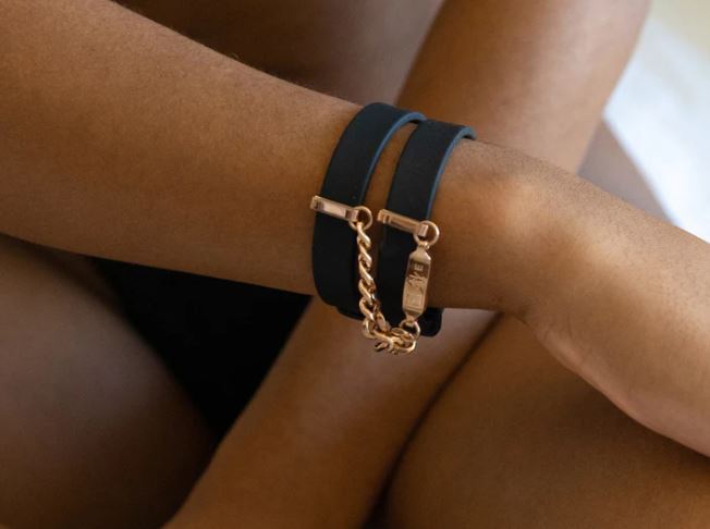 Crave Silicone Black & Rose Gold Cuff Bracelets