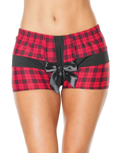 Red & Black Plaid Present Wrap Boxer - Unisex