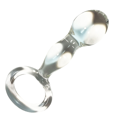 CLEAR GLASS BULBOUS TIPPED PLUG WITH HANDLE