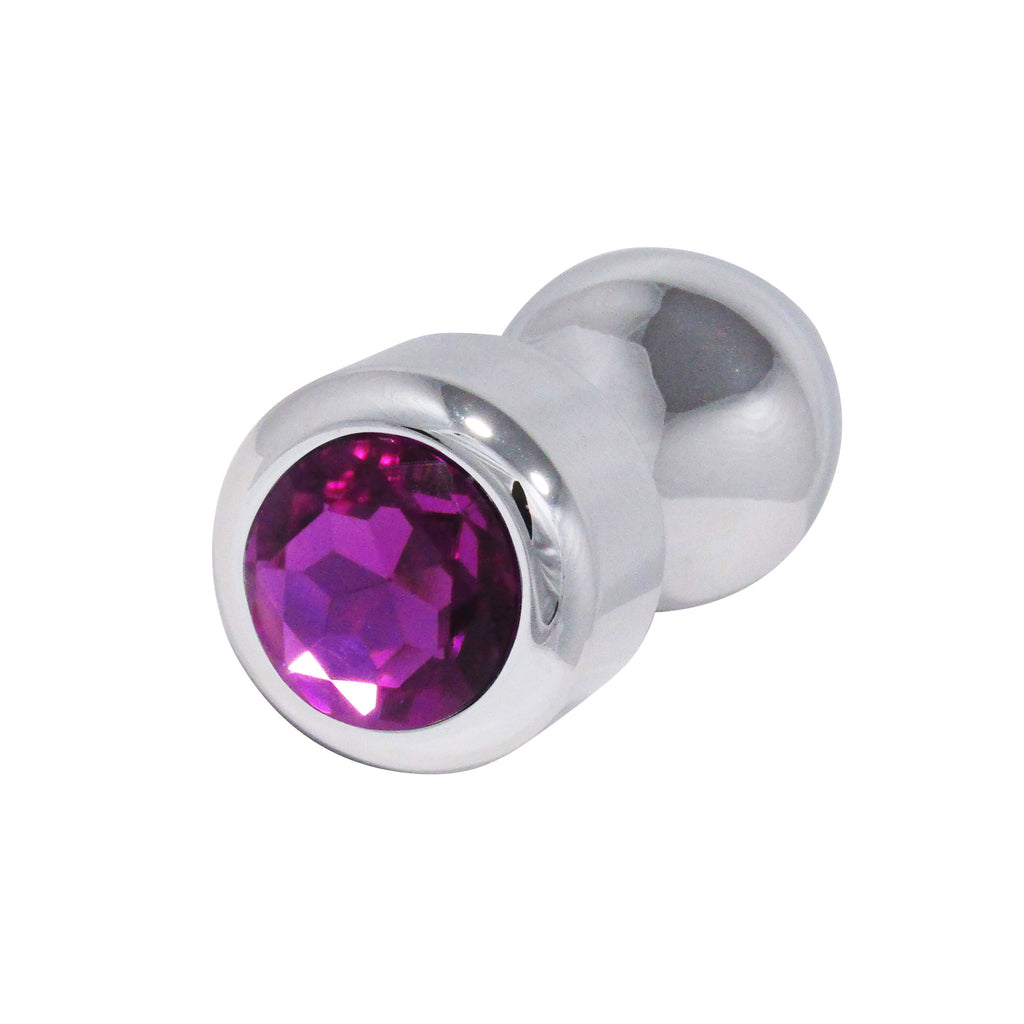 Metal Pleasure Play Silver Anal Plug - Purple Jewel